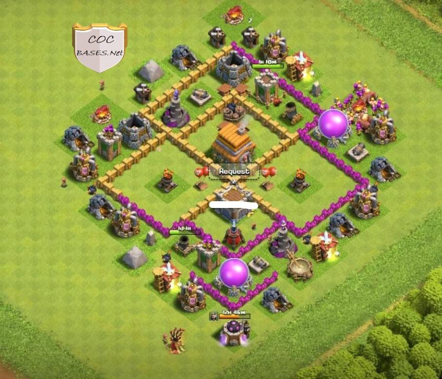 COC th6 Base Anti 2 Stars