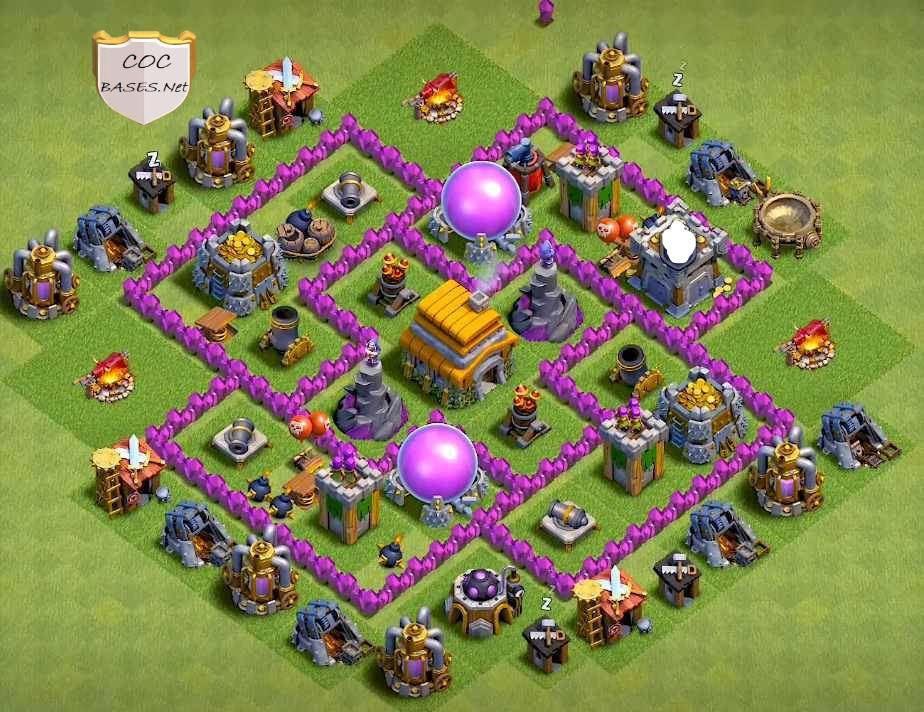 COC th6 War Base Anti 2 Stars