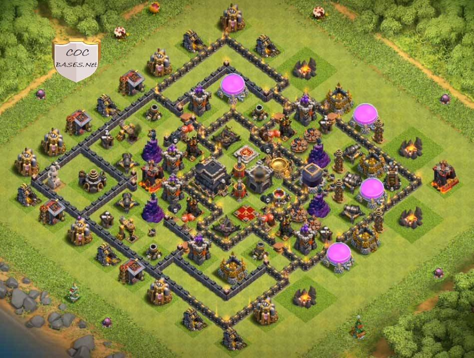 anti 3 star clash of clans war base th9 layout copy with link