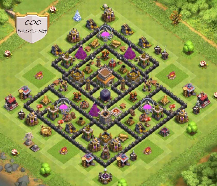 anti loot coc base design town hall 8 with link