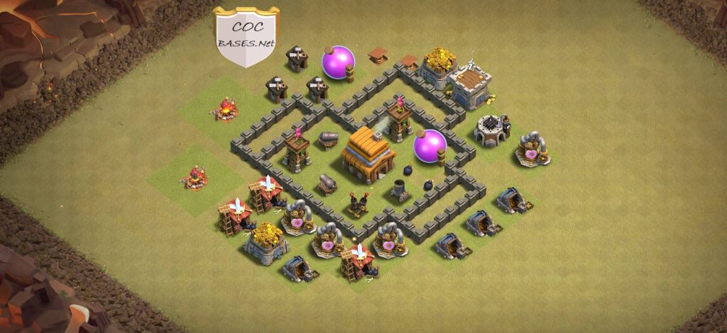 best clash of clans base town hall 4 trophy link