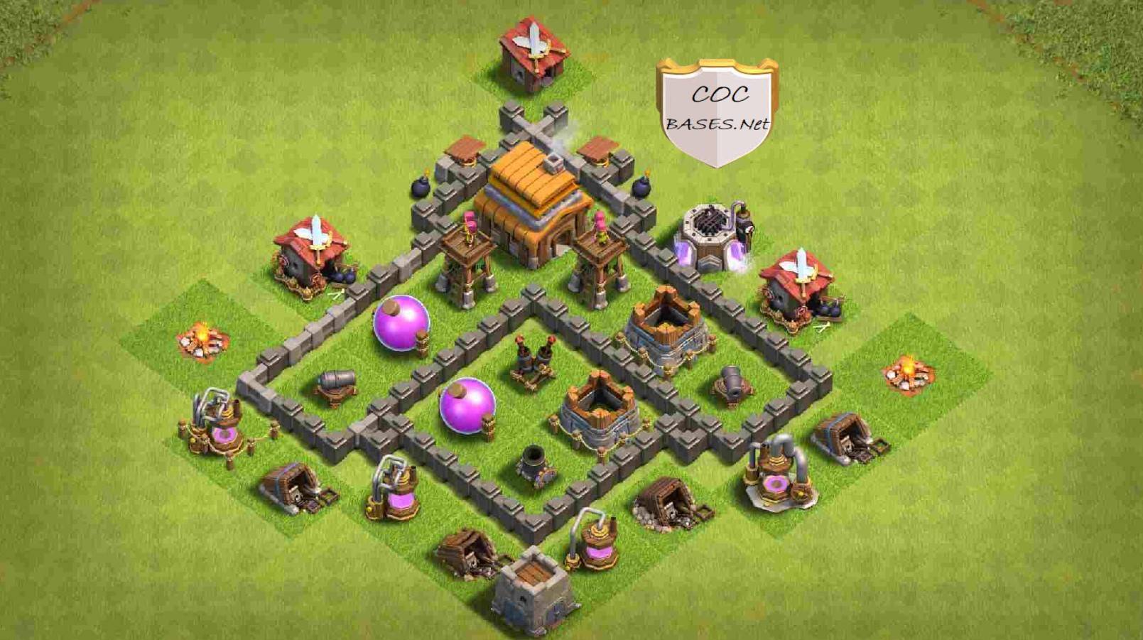 220+ Best TH4 Base Links 2025 (War, Farming, Trophy, Hybrid)