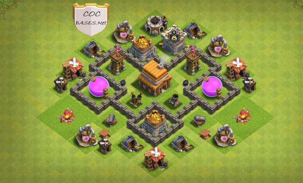 best town hall 4 farming base defense