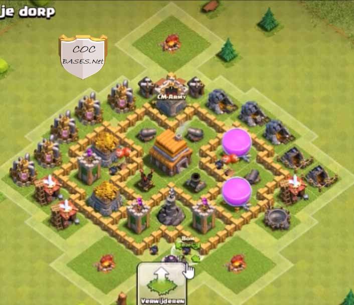 best town hall 5 trophy base layout