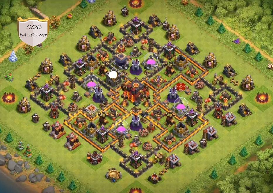 clash of clans hybrid base th10 base with copy link design