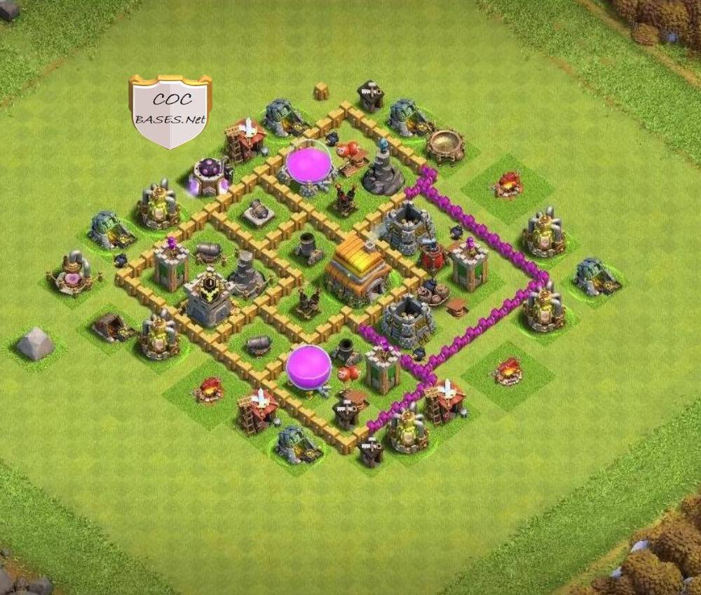 clash of clans level 6 loot protection layout design link