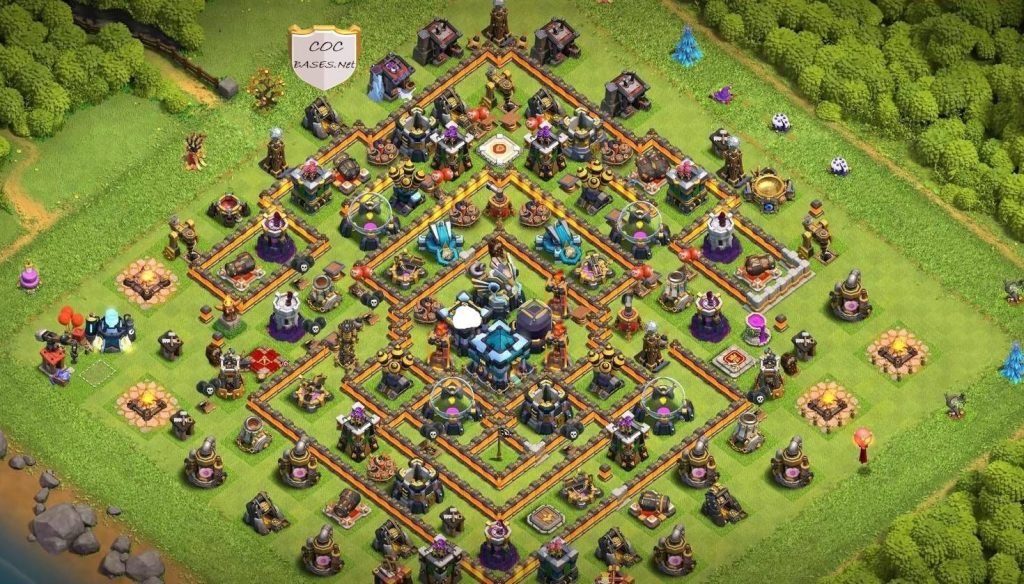 clash of clans loot protection th13 gold farming base with air sweeper