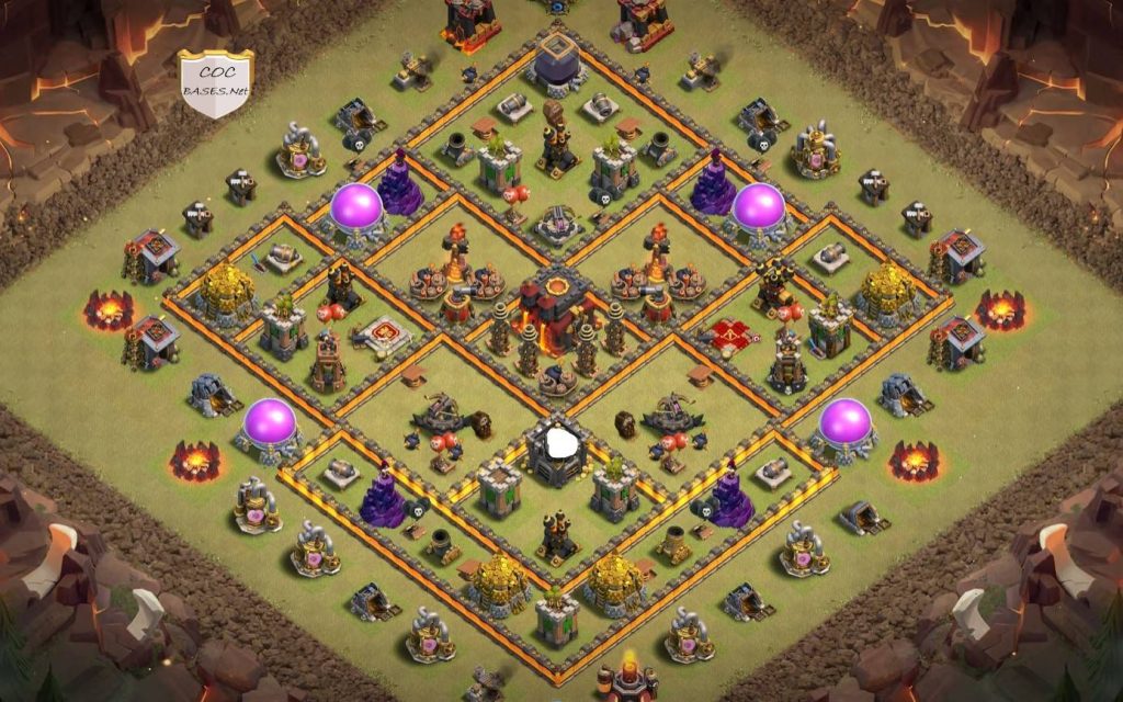 clash of clans th10 trophy base hybrid