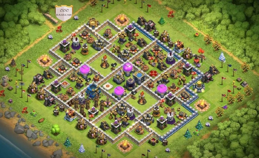 clash of clans th12 hybrid base 2023