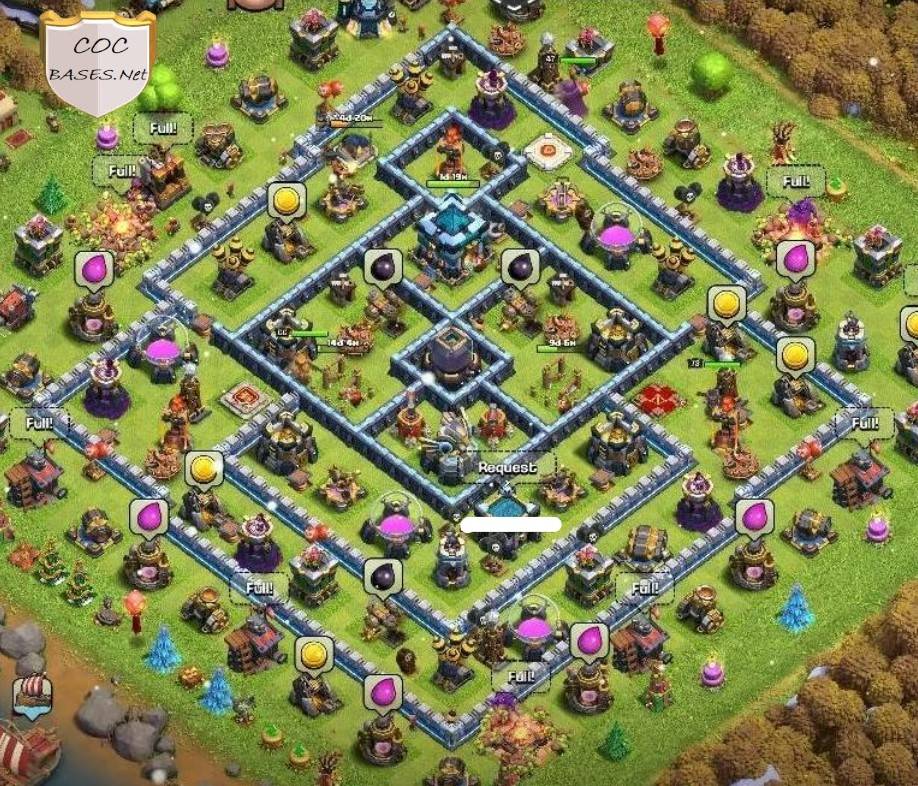 clash of clans th13 hybrid base anti everything