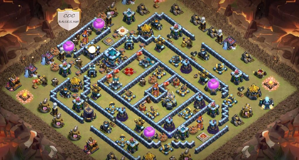 clash of clans th13 war base hybrid