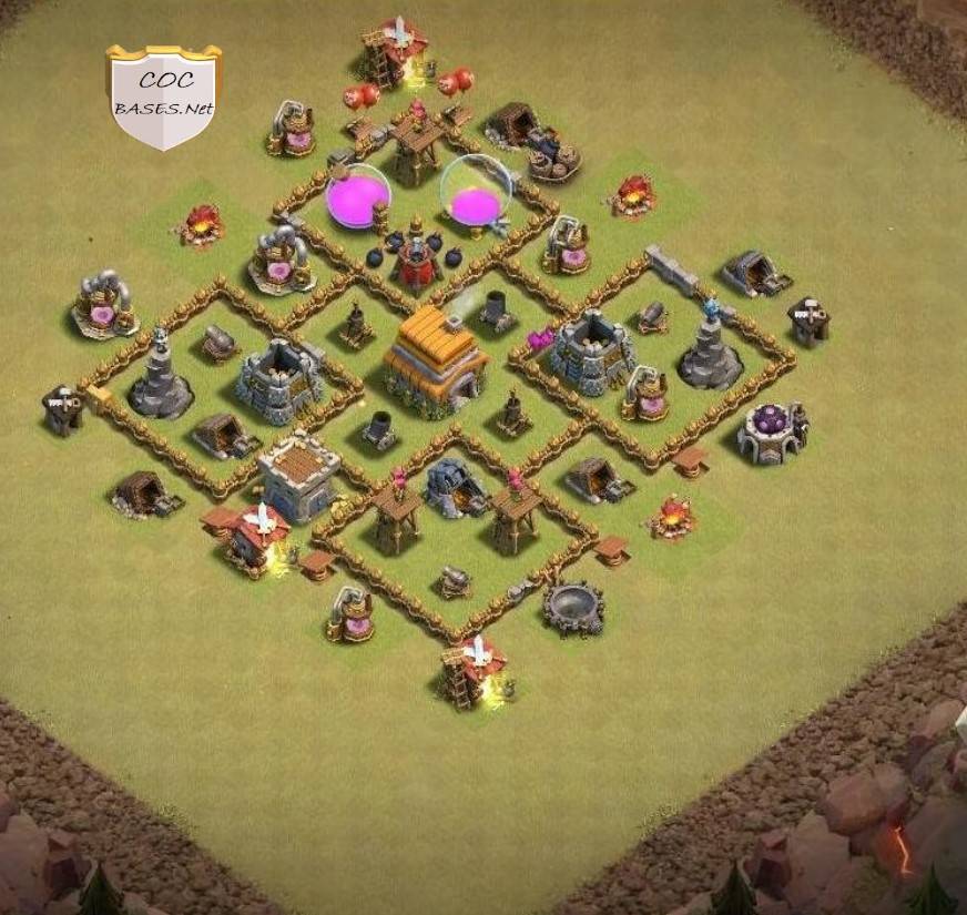 clash of clans th6 farming base hybrid