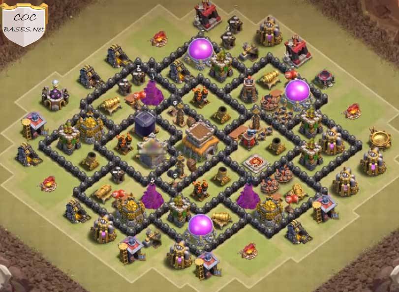 clash of clans th8 base layout trophy push design