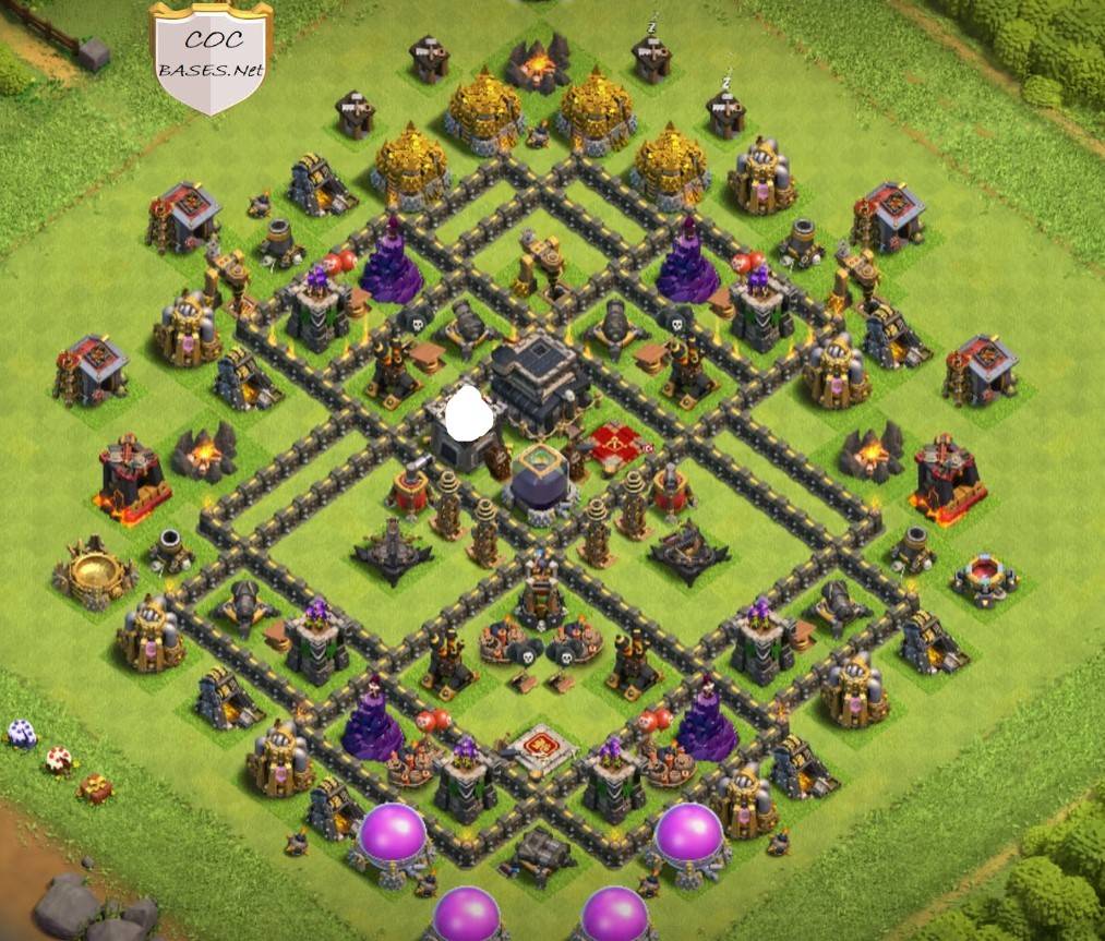clash of clans th9 trophy push base copy link with bomb tower