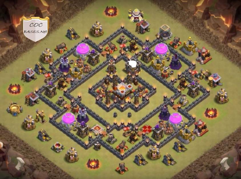 clash of clans th9 war layout anti valkyrie