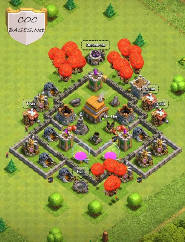 clash of clans town hall 5 base with link