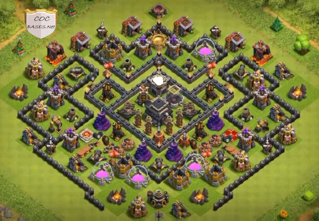 clash of clans trophy push layout town hall 9