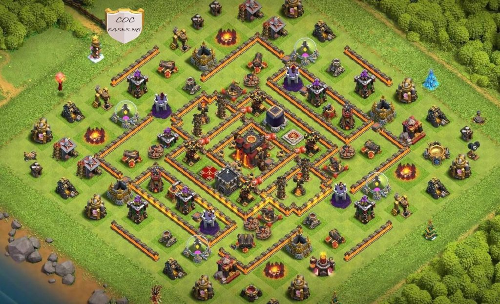 clash of clans trophy th10 base anti troops