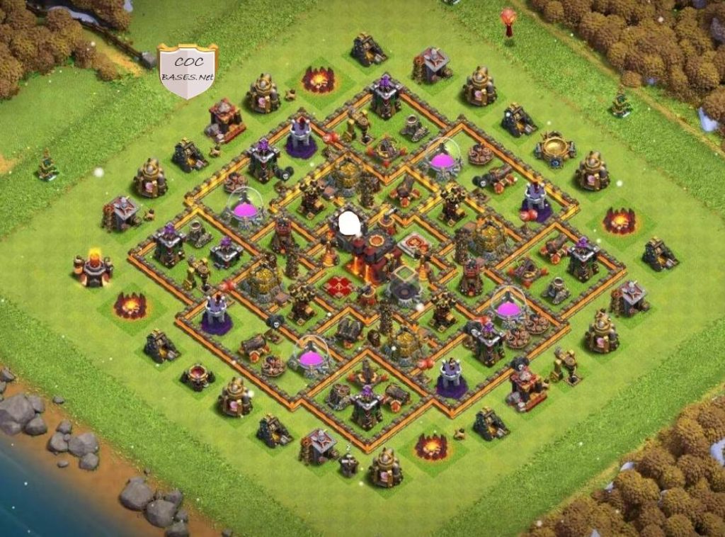 clash of clans trophy th10 base link anti all troops