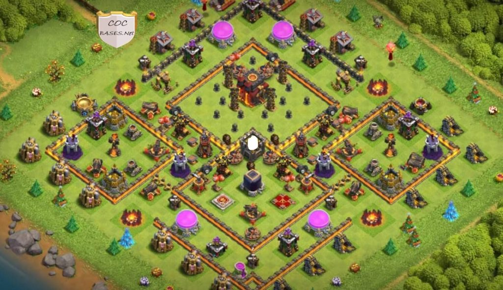 clash of clans trophy th10 xbow island base