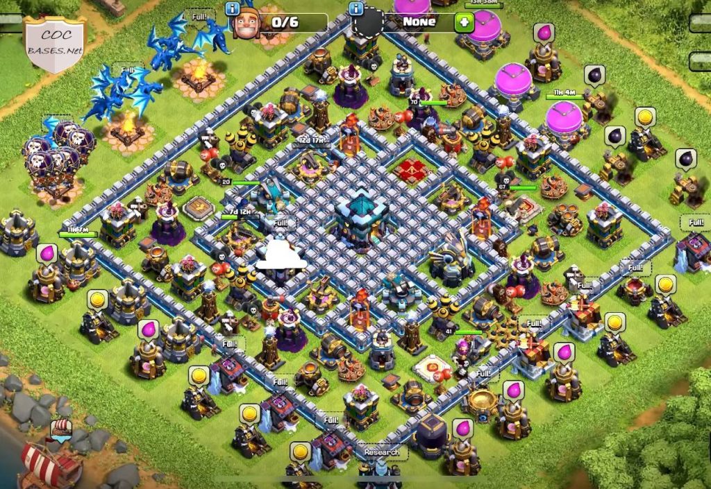 clash of clans trophy th13 base pic