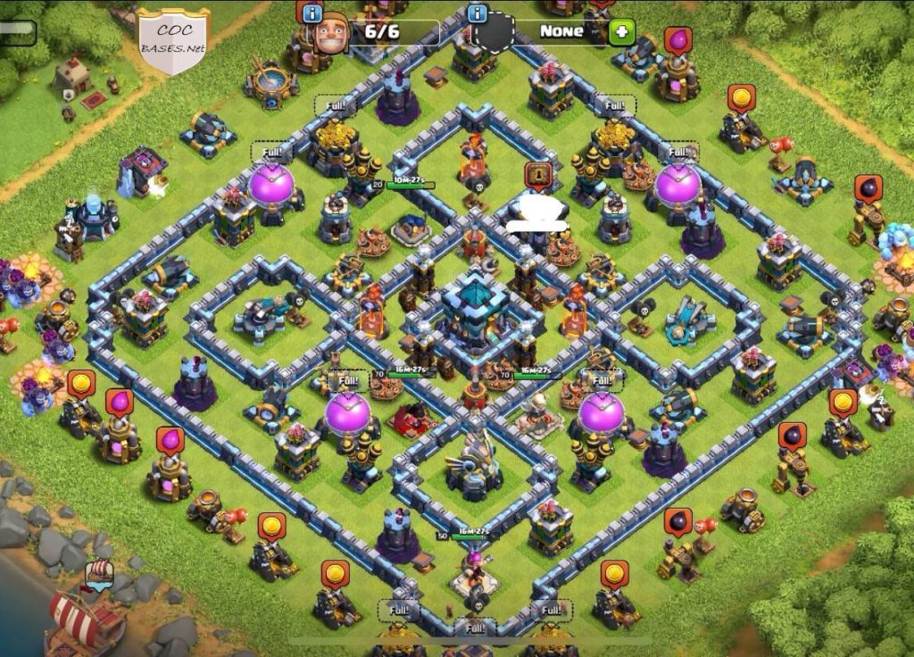 clash of clans trophy th13 max base Anti air