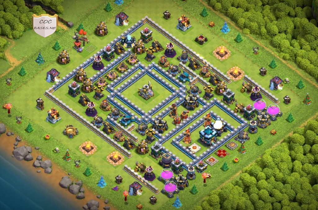 clash of clans war th13 trap base