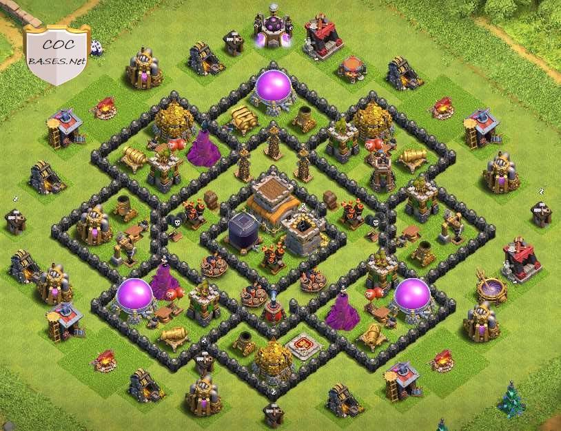coc hybrid base clash of clans town hall 8 with link