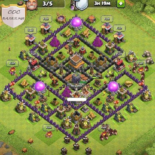 coc hybrid base town hall 8 with link design