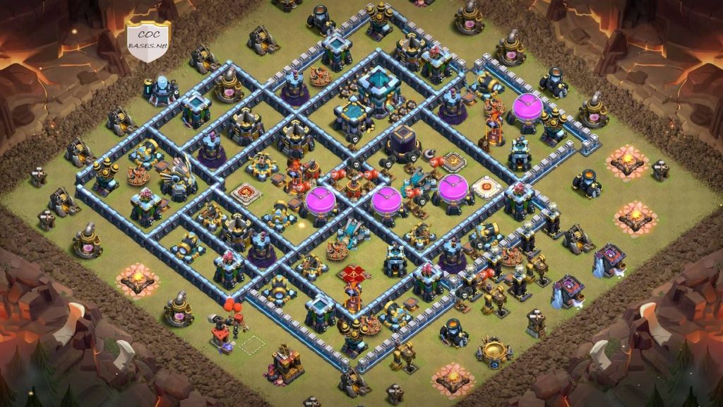 coc th13 war base anti queen walk