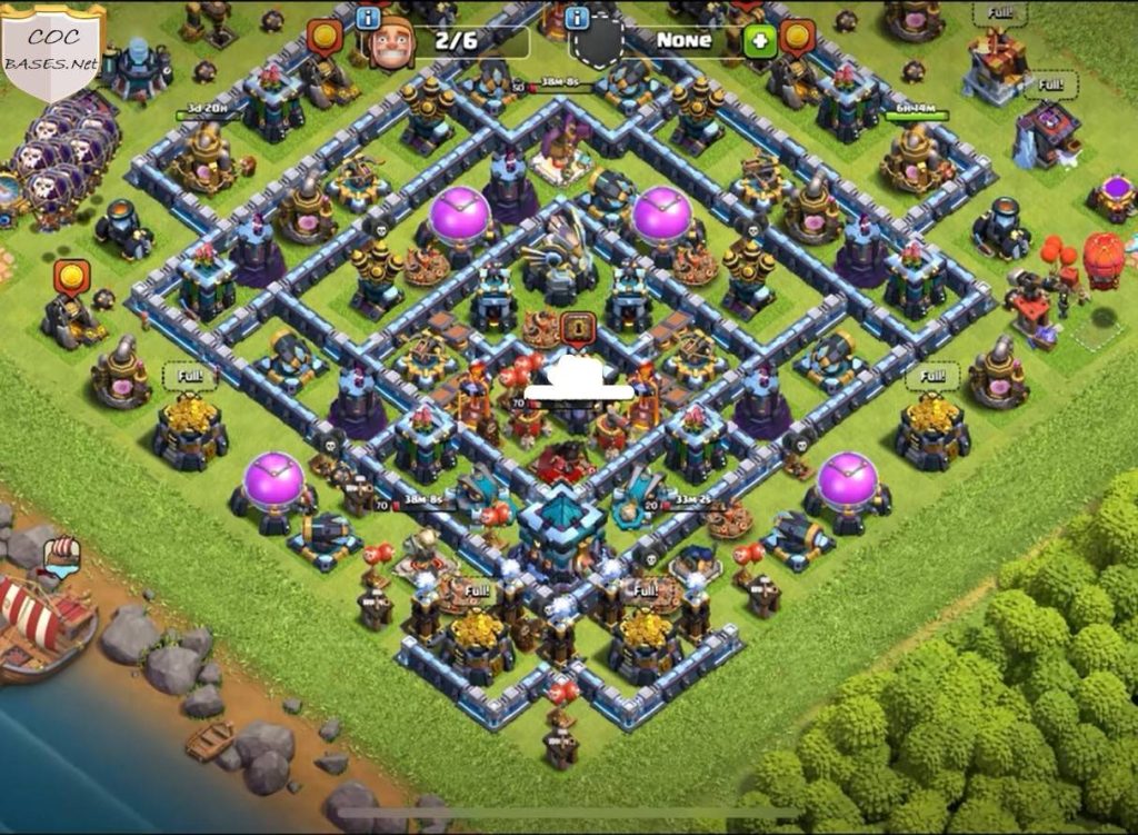 coc th13 war base anti zap dragon