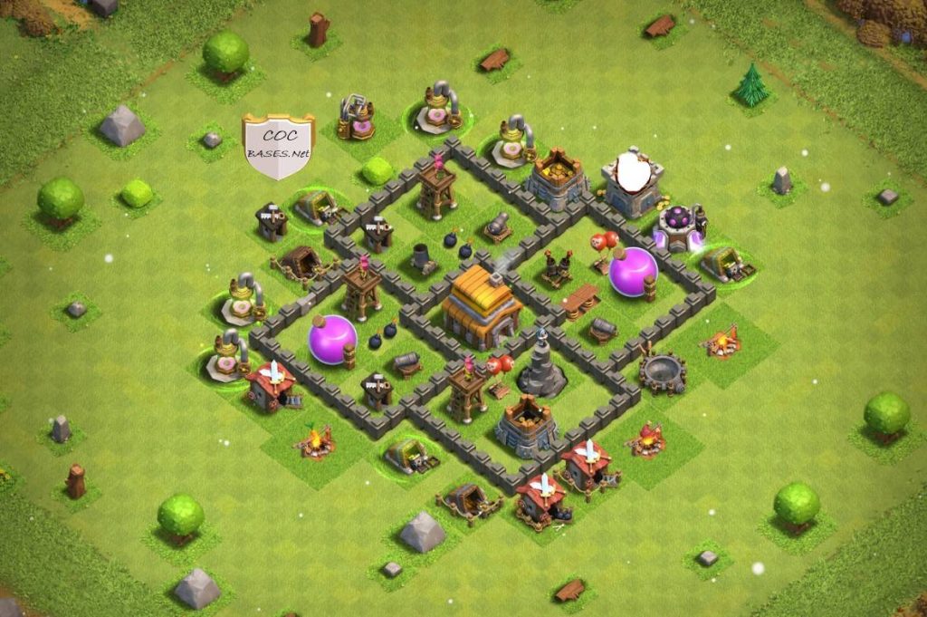 coc th5 farming base with 3 air defense