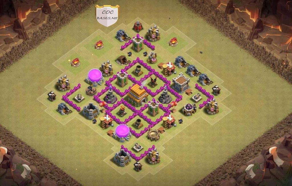 coc th6 war base anti 2 star