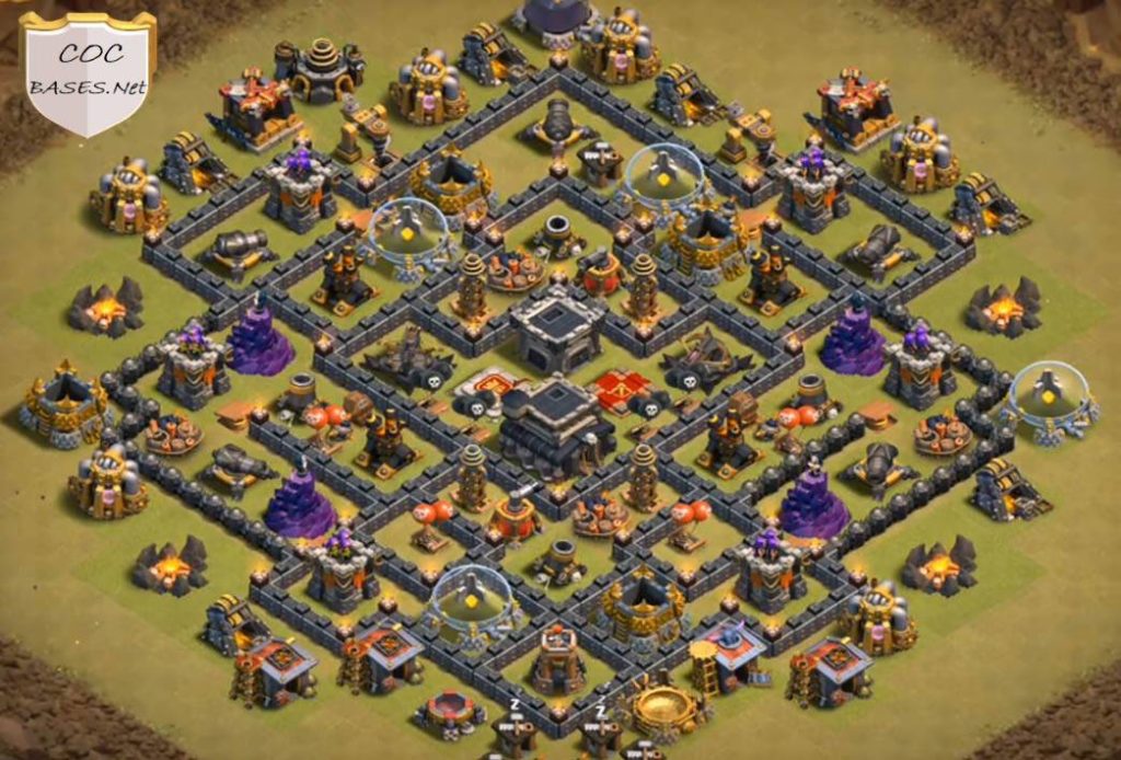 coc th9 war layout anti valkyrie