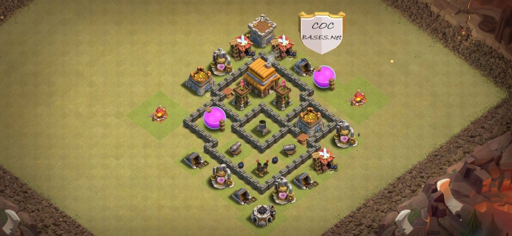 coc town hall 4 hybrid layout design link download