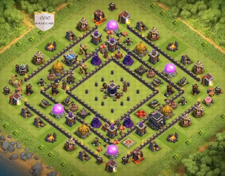 dark elixir town hall 9 base layout with link