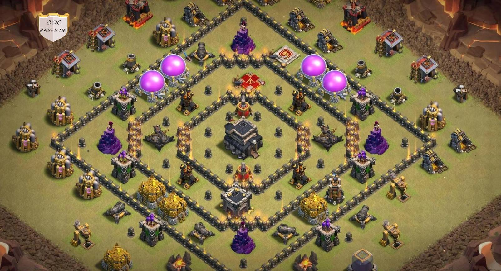 240 Best TH9 War Base Links 2024 Anti 3 Stars Cocbases Net   Esl Th9 War Layout Link Anti 2 Star 