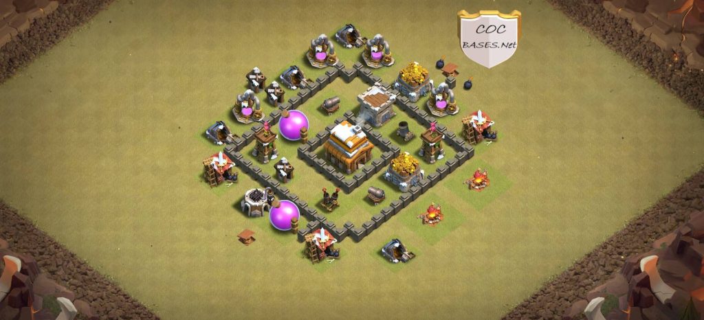 exceptional town hall 4 trophy base anti 2 star