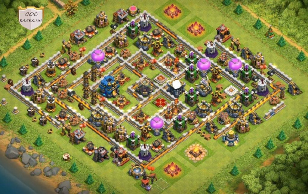 gold and elixir protection clash of clans town hall 12 design download