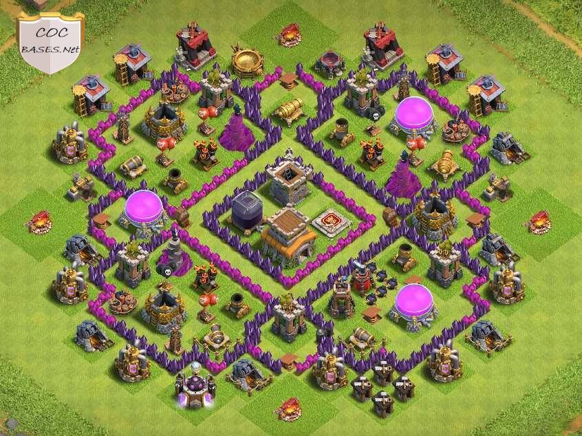 hybrid base clash of clans town hall 8 with link