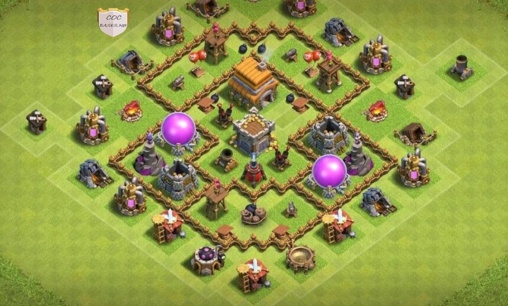 th6 farming base clan castle center