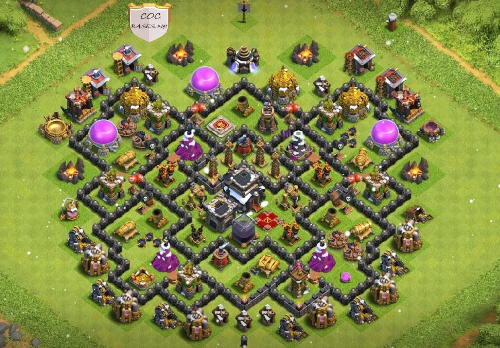 th9 trophy base anti 2 star with bomb tower