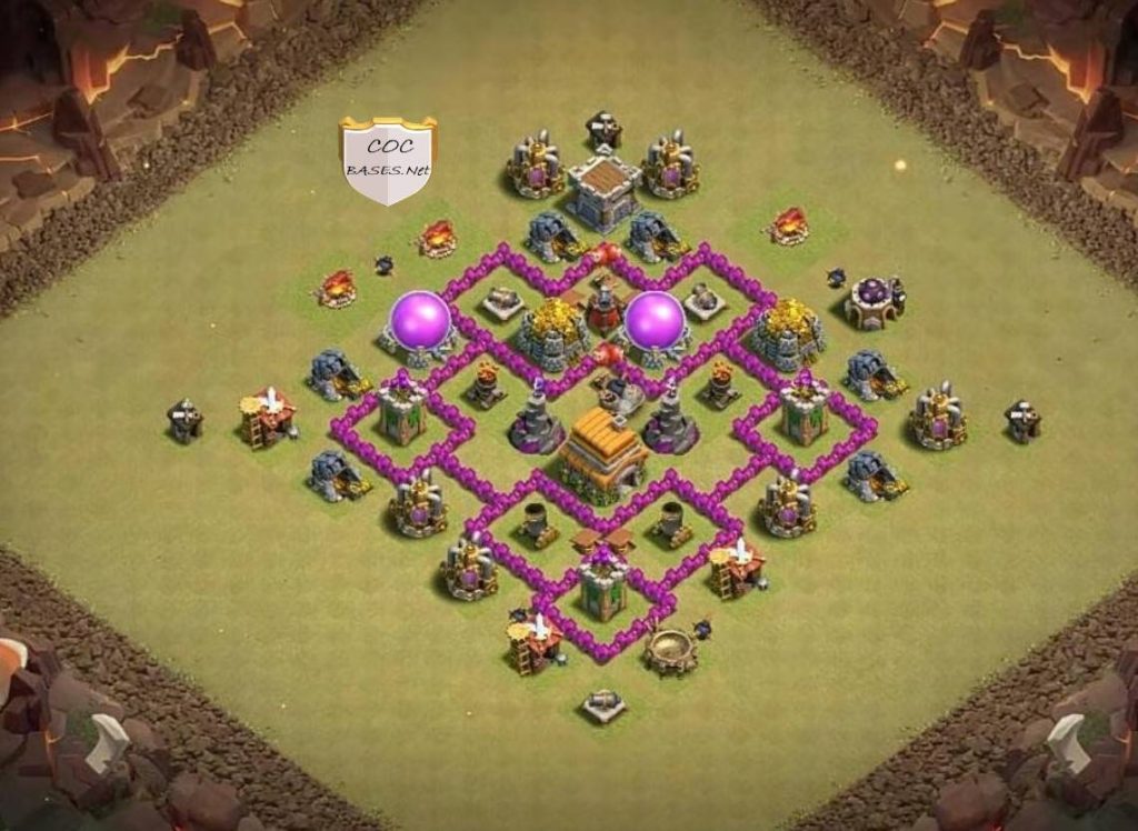 town hall 6 trophy base link with bomb tower