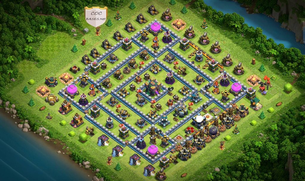 clash of clans th14 trophy base 2023