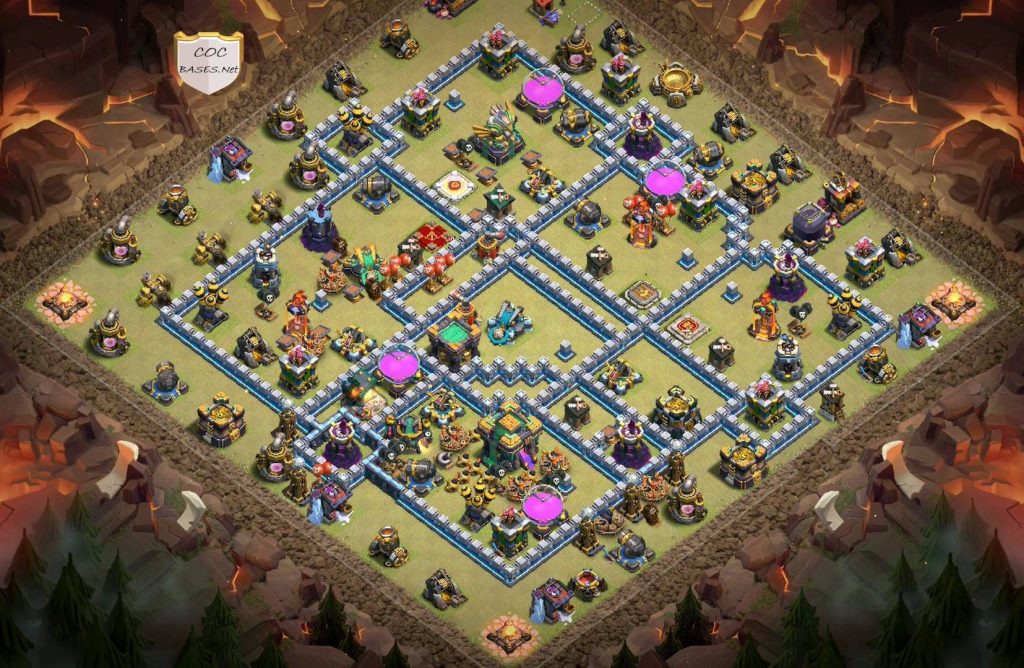 clash of clans town hall 14 war base layout and links